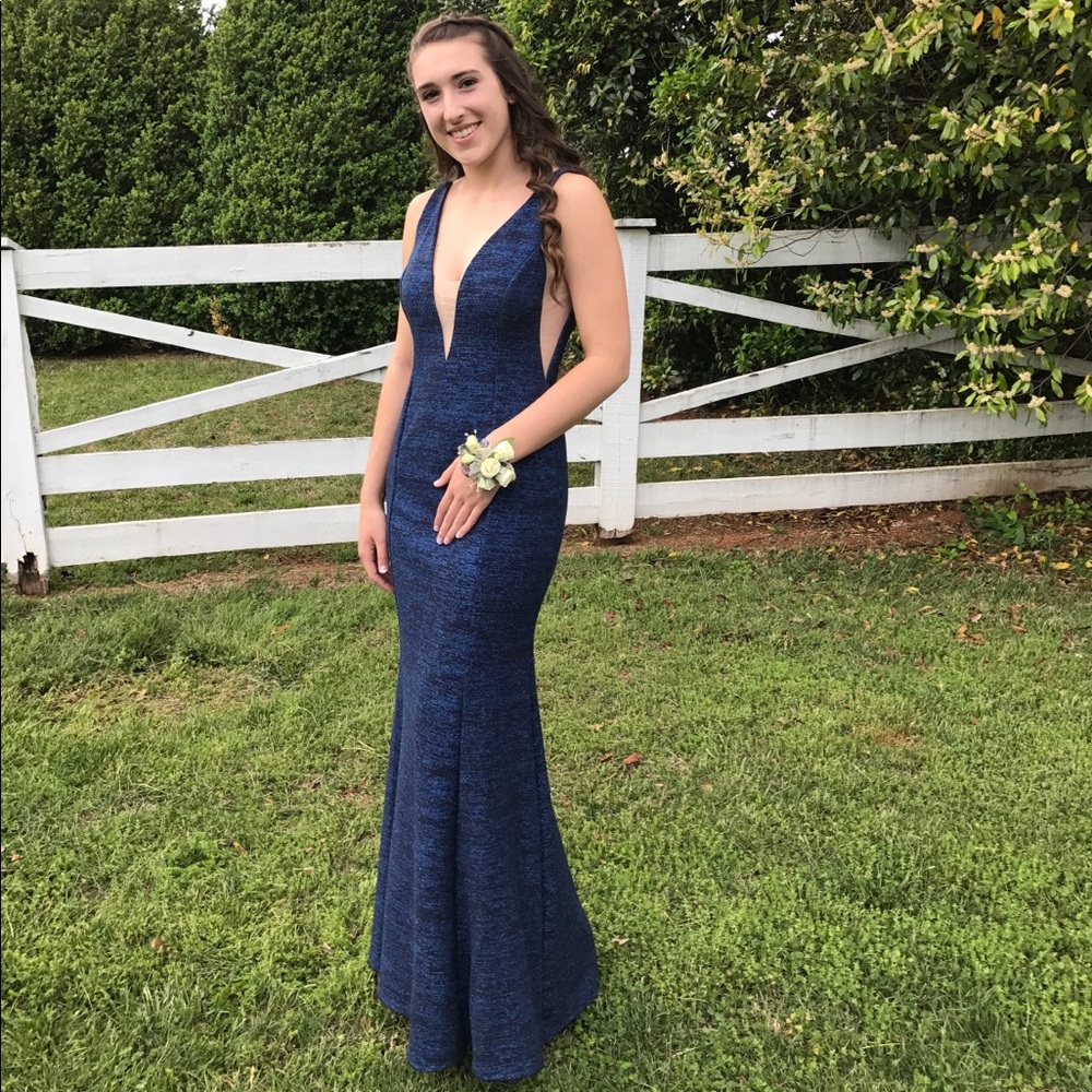 Dark Blue Sparkly Prom Dress